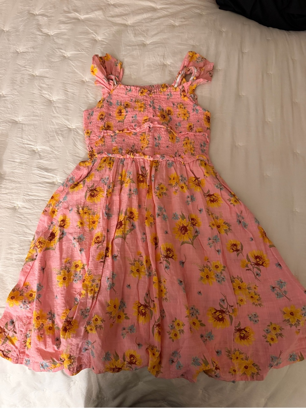 Old Navy Pink Floral Dress with Yellow Sunflower Print